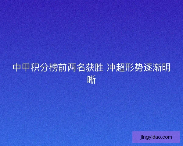 中甲积分榜前两名获胜 冲超形势逐渐明晰
