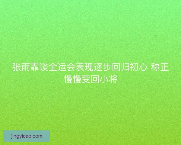 张雨霏谈全运会表现逐步回归初心 称正慢慢变回小将